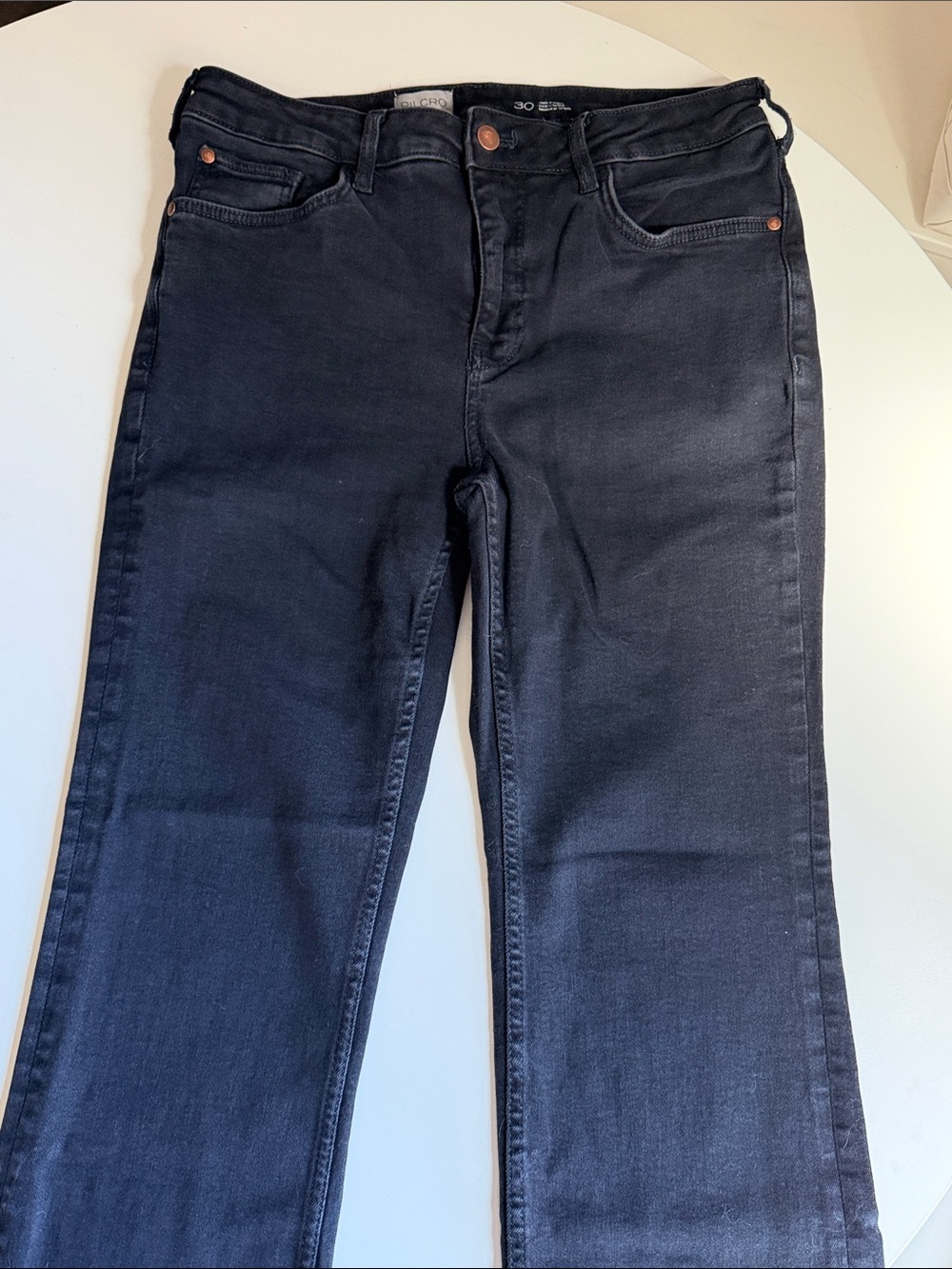 Pilcro Black Washed Denim Jeans with Copper Hardware